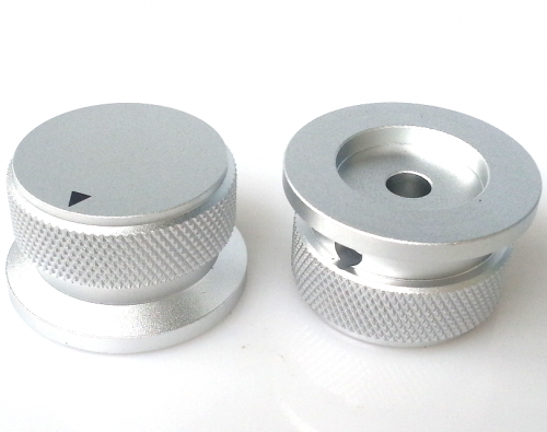 1PC 38X34.5X20mm Silver Color  Aluminium AMP volume potentiometer Knob 6.0mm hole