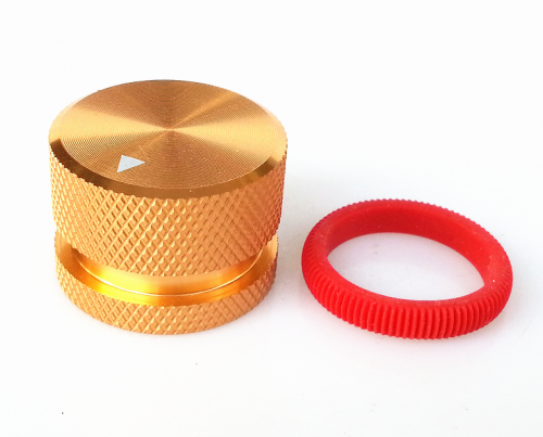 1PC 25X18mm Aluminium HIFI AMP volume Control potentiometer Knob 6.0mm hole Gold knob with Red plastic
