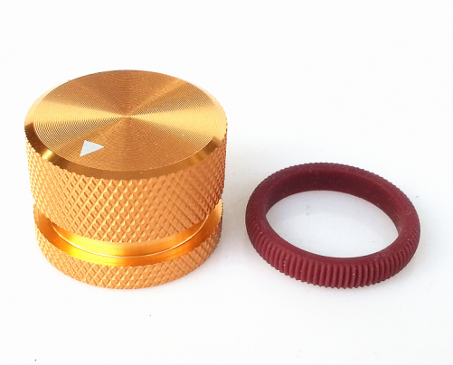 1PC 25X18mm Aluminium HIFI AMP volume Control potentiometer Knob 6.0mm hole Gold knob with Dark Red plastic