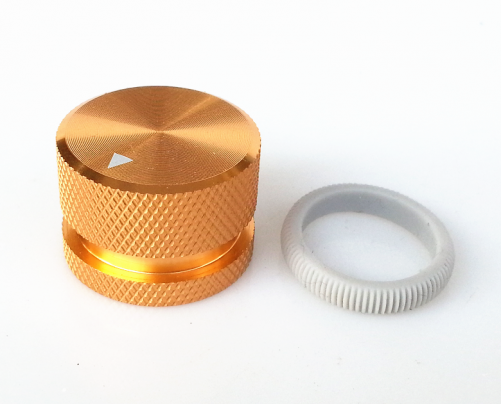 1PC 25X18mm Aluminium HIFI AMP volume Control potentiometer Knob 6.0mm hole Gold knob with Gray plastic