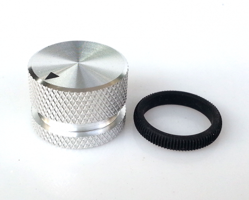 1PC 25X18mm Aluminium HIFI AMP volume Control potentiometer Knob 6.0mm hole Silver color knob with black plastic