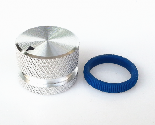 1PC 25X18mm Aluminium HIFI AMP volume Control potentiometer Knob 6.0mm hole silver knob with Blue plastic