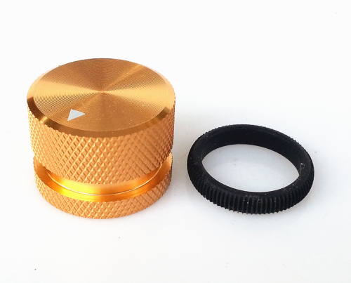 1PC 25X18mm Aluminium HIFI AMP volume Control potentiometer Knob 6.0mm hole Gold color knob with black plastic