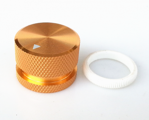 1PC 25X18mm Aluminium HIFI AMP volume Control potentiometer Knob 6.0mm hole Gold knob with white plastic