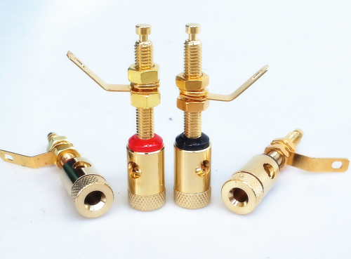 1PC 52mm Gold plated Brass Speaker AMP Binding Post Spring Loaded Press Clip Terminal Connectors For Hifi Audio Amplifier