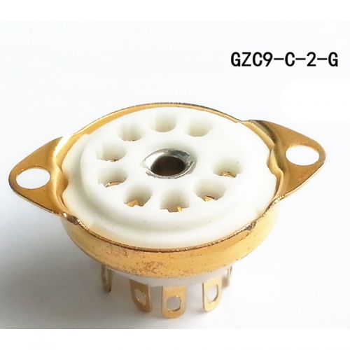 1PC GZC9-C-1-2-G Chassis Mount 9Pin Tube Socket Gold plated for valve tube 6DJ8 EL84 6922 12AX7 12AT7 12AU7