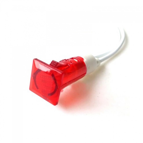 10pcs 220V  Square Red Neon Panel Indicator Light Lamp 10mm with cable HIFI DIY