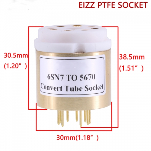 1PC 6SN7 TO 5670 6N3 6H3N 369A DIY Audio Vacuum Tube Amplifier Convert Socket Adapter Copper shell+EIZZ PTFE Socket C