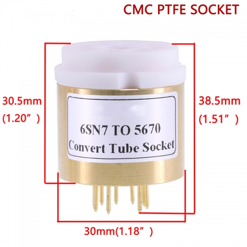 1PC 6SN7 TO 5670 6N3 6H3N 369A DIY Audio Vacuum Tube Amplifier Convert Socket AdapterCopper shell+CMC PTFE Socket D