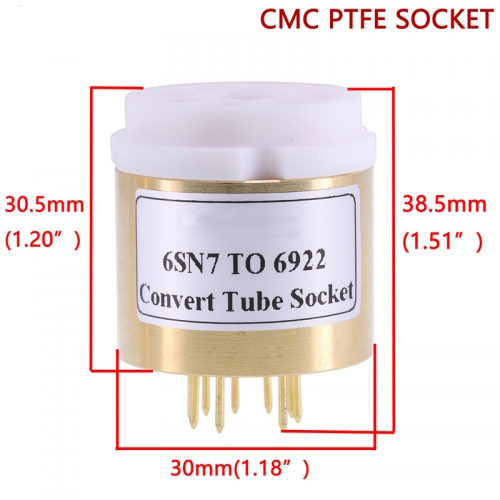 1PC Vacuum Tube  6SN7 TO 6922 ECC88 E88CC 6DJ8 6N2 DIY Audio Vacuum Tube Amplifier  Convert Socket Adapter Copper shell+CMC PTFE Socket D