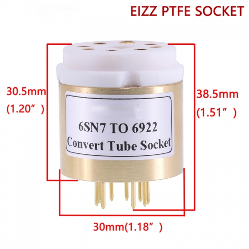 1PC Vacuum Tube  6SN7 TO 6922 ECC88 E88CC 6DJ8 6N2 DIY Audio Vacuum Tube Amplifier  Convert Socket Adapter Copper shell+EIZZ PTFE Socket C