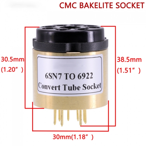 1PC Vacuum Tube  6SN7 TO 6922 ECC88 E88CC 6DJ8 6N2 DIY Audio Vacuum Tube Amplifier  Convert Socket Adapter Copper shell+CMC Bakelite Socket E
