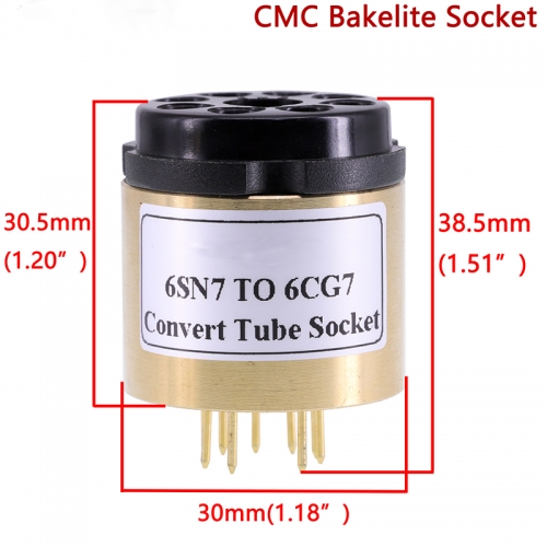 1PC 8Pin  Vacuum Tube Socket 6SN7 TO 6CG7 6FQ7 DIY Audio Amplifier Convert Socket Adapter Copper shell+CMC Bakelite Socket E