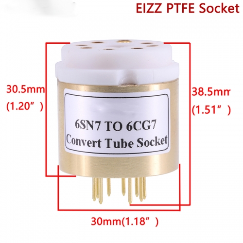 1PC 8Pin  Vacuum Tube Socket 6SN7 TO 6CG7 6FQ7 DIY Audio Amplifier Convert Socket Adapter Copper shell+EIZZ PTFE Socket C