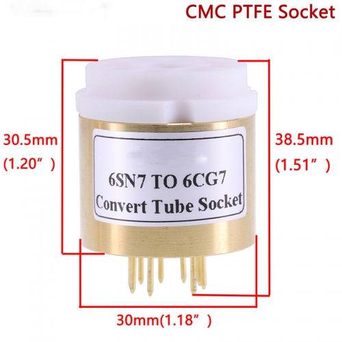 1PC 8Pin  Vacuum Tube Socket 6SN7 TO 6CG7 6FQ7 DIY Audio Amplifier Convert Socket Adapter Copper shell+CMC PTFE Socket D