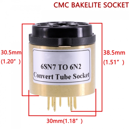 1PC 8Pin Vacuum Tube CV181 6SN7 TO 6N2 6922 ECC88 DIY Audio Amplifier Convert Tube Socket Adapter Copper shell+CMC Bakelite Socket E