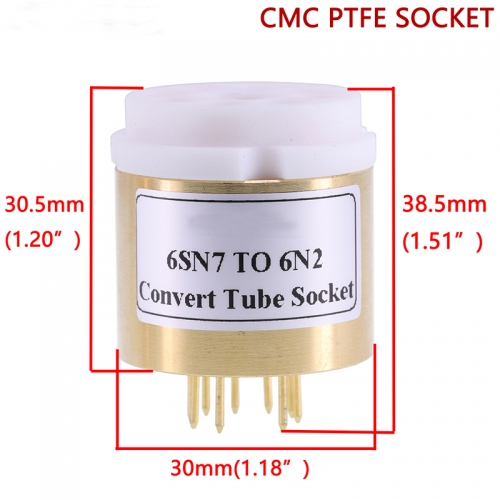 1PC 8Pin Vacuum Tube CV181 6SN7 TO 6N2 6922 ECC88 DIY Audio Amplifier Convert Tube Socket Adapter Copper shell+CMC PTFE Socket D