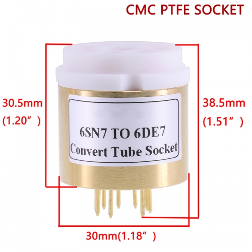 1PC CV181 6SN7 TO 6DE7 Vacuum Tube Socket Adapter DIY HIFI Audio Vacuum Tube Amplifier Converter Socket Adapter Copper shell+CMC PTFE Socket D