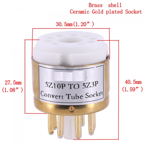 1PC 9PIN Ceramic gold-plated Vacuum Tube Socke t5Z10P TO 5Z3P 5U4G 5AR4 274B DIY HIFI Audio Vacuum Tube Amplifier Convert Socket Adapter brass shell C