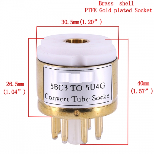 1PC 9PIN PTFE gold-plated Vacuum Tube Socket 5BC3 TO 5U4G 5Z3P 5AR4 274B DIY HIFI Audio Vacuum Tube Amplifier Convert Socket Adapter D
