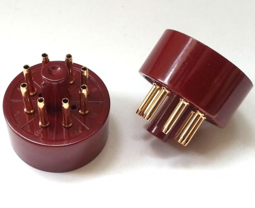 1PC Red 8Pin Gold plated Vacuume tube bakelite socket base for EL34 5Y3GT 5AR4 GZ34 6L6WGC 6L6WGB