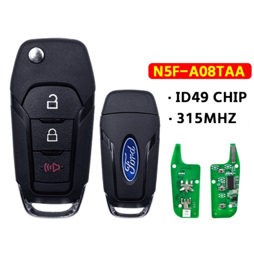 Flip Remote Key Fob 2+1 Buttons 315Mhz N5F-A08TAA ID49 For Ford S-MAX GALAXY MONDEO Mk2 Mk7 Explorer Ranger