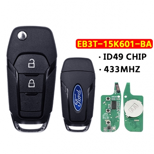 Ford Key FSK EB3T-15K601-BA Car Remote Key for F150 Ranger 2015-2018 Flip Smart Car Key Fob PCF7945P/49 Chip 433mhz