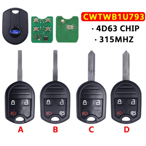 315Mhz Car Remote Key for Ford Edge Escape Expedition Explorer Flex Fusion Mustan Taurus For Mazda Tribute 4 Buttons CWTWB1U793