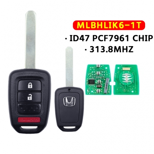 2+1 Buttons Remote Car key For Honda 313.8Mhz PCF7961 Chip For Honda CR-V 2013 2014 2015 MLBHLIK6-1T Car keys