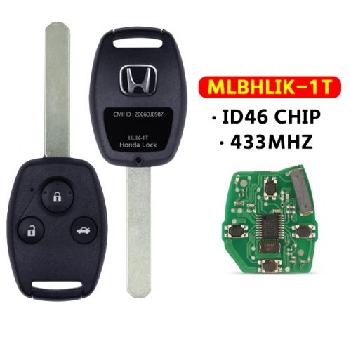 MLBHLIK-1T 3BTN Remote Key For Honda 433Mhz