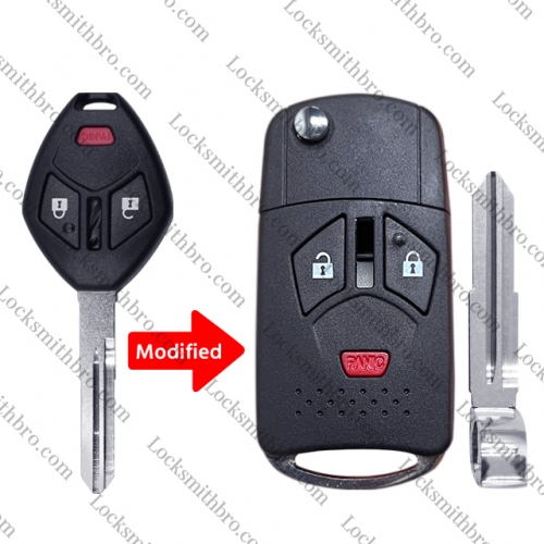 3Button Mit-subishi Modified Flip Key Shell with logo