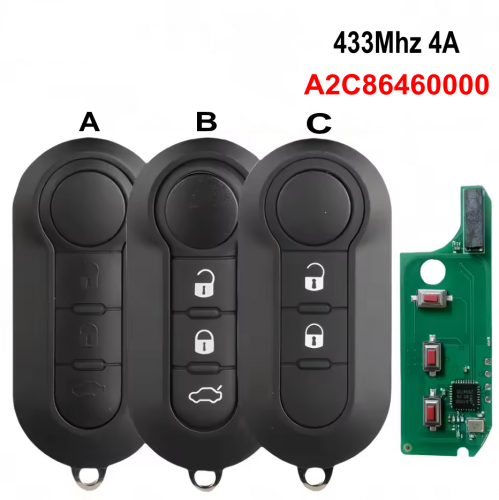 2/3Button Flip Remote Car Key 4A Chip 433 MHz A2C86460000 For Fiat Mobi Uno Fiorino E Mais Strada