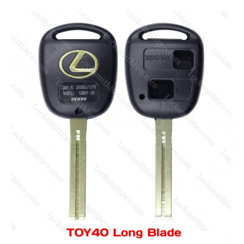 LockSmithbro 2 Button Toy40 long Blade Lexus With Logo Remote Key Shell Case