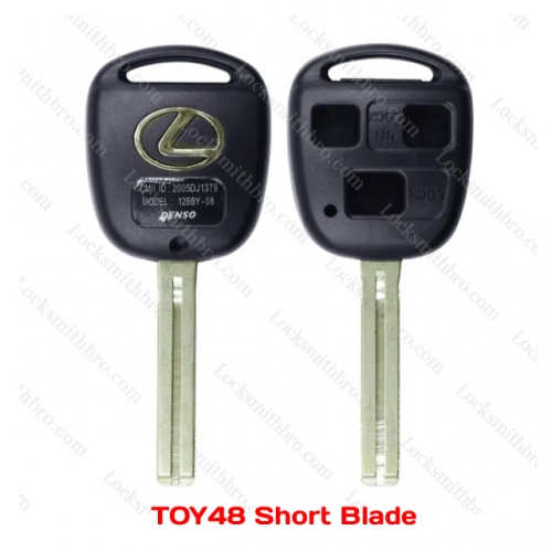 LockSmithbro 3 Button Toy48 short Blade Lexus With Logo Remote Key Shell Case