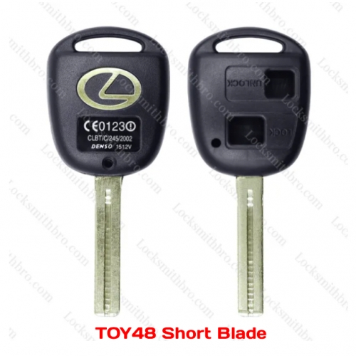 LockSmithbro 2 Button Toy48 short Blade Lexus With Logo Remote Key Shell Case