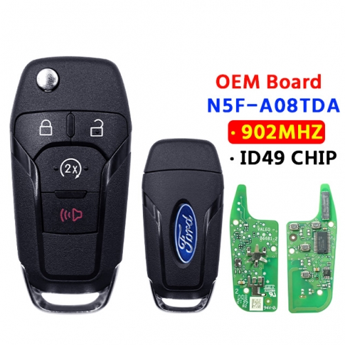 OEM Board Flip Key Keyless Remote Start fob 4Button 902MHZ ID49 for FORD F150 F-250/F-350 Super Duty N5F-A08TDA