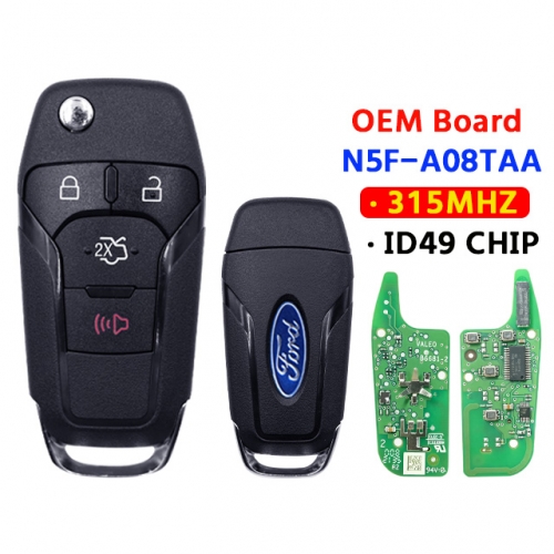 OEM Board Flip Remote Key Fob 3+1Buttons 315Mhz N5F-A08TAA ID49 For Ford S-MAX GALAXY MONDEO Mk2 Mk7 Explorer Ranger SK165036