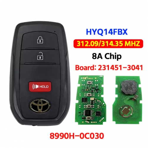 3 Buttons Smart Keyless Go Remote Key 312.09/314.35MHz 8A Chip HYQ14FBX 8990H-0C030 for T-Toyota Sequoia Tacoma Board ID:231451-3041