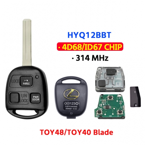 3 Buttons Remote key HYQ12BBT 4D67 315Mhz For Lexus RX350 RX450h RX400h RX330 EX330 2004-2010