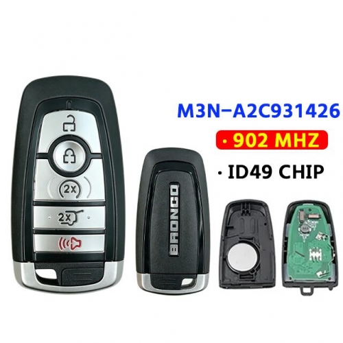 5-Button Smart Key 902Mhz ID49 M3N-A2C931426 for Ford Bronco 2021-2023