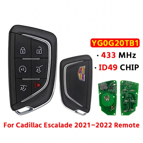 6 Button Smart Car Key For T-Cadillac Escalade 2021-2022 FCC ID YG0G20TB1 433MHz ID49 Chip