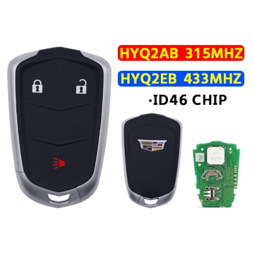 3 Buttons Remote Smart Car Key For T-Cadillac Escalade ESV ATS CTS SRX XTS 315/433MHZ HYQ2AB HYQ2EB ID46