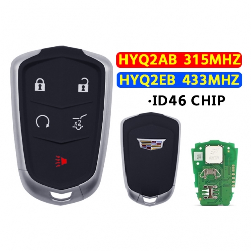 5 Buttons(SUV) Remote Smart Car Key For T-Cadillac Escalade ESV ATS CTS SRX XTS 315/433MHZ HYQ2AB HYQ2EB ID46