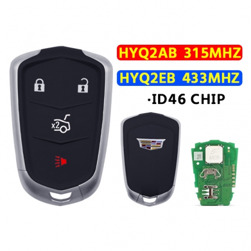 HYQ2AB/HYQ2EB 4 Buttons Remote Car Key Fob 315/433Mhz ID46chip for Cadilac ATS XTS 2015 2016 2017 2018 2019 CTS 2014-2018 Smart Car Key