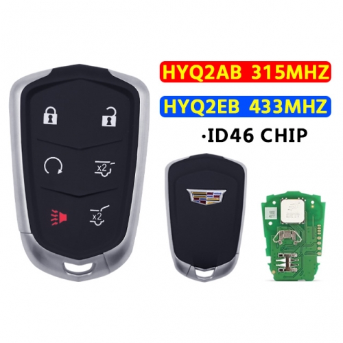 6 Buttons Car Remote Key for Cadilac Escalade ESV 2015-2019 Smart Car Key433/315Mhz ID46chip FCC:HYQ2AB/HYQ2EB