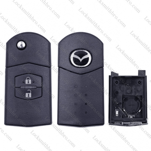 LockSmithbro 2 Button With Logo Mazda Flip Remote Key Shell