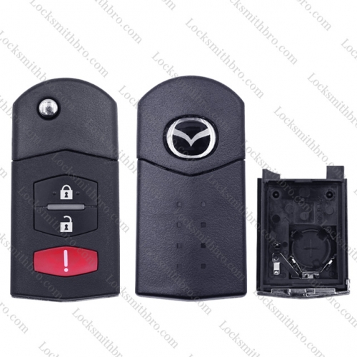 LockSmithbro 2+1 Button With Logo Mazda Flip Remote Key Shell