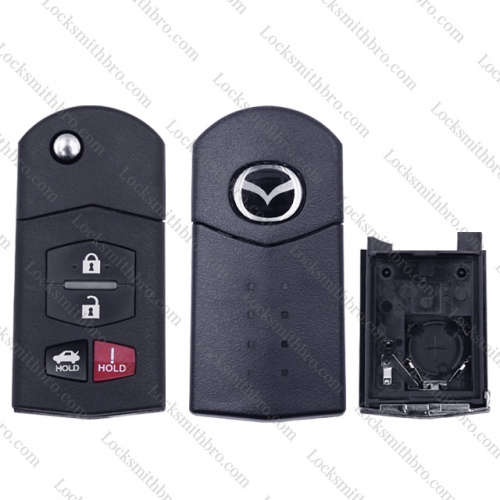 LockSmithbro 4 Button With Logo Mazda Remote Key Shell Case