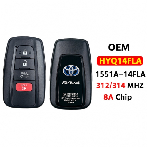 OEM 4-Button Smart Key 312/314Mhz 8A Chip HYQ14FLA For 2014-2022 T-Toyota RAV4