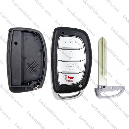 4 Button For T-Hyundai smart Key Shell Right blade With Logo (without Battery Holder)